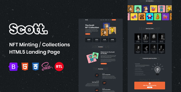 Scott NFT Minting and Collection Landing Page HTML5 Template